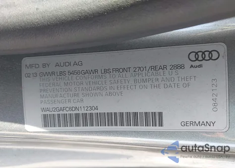 2013 Audi A7 3.0T Premium from USA, damaged, VIN WAU2GAFC6DN112304